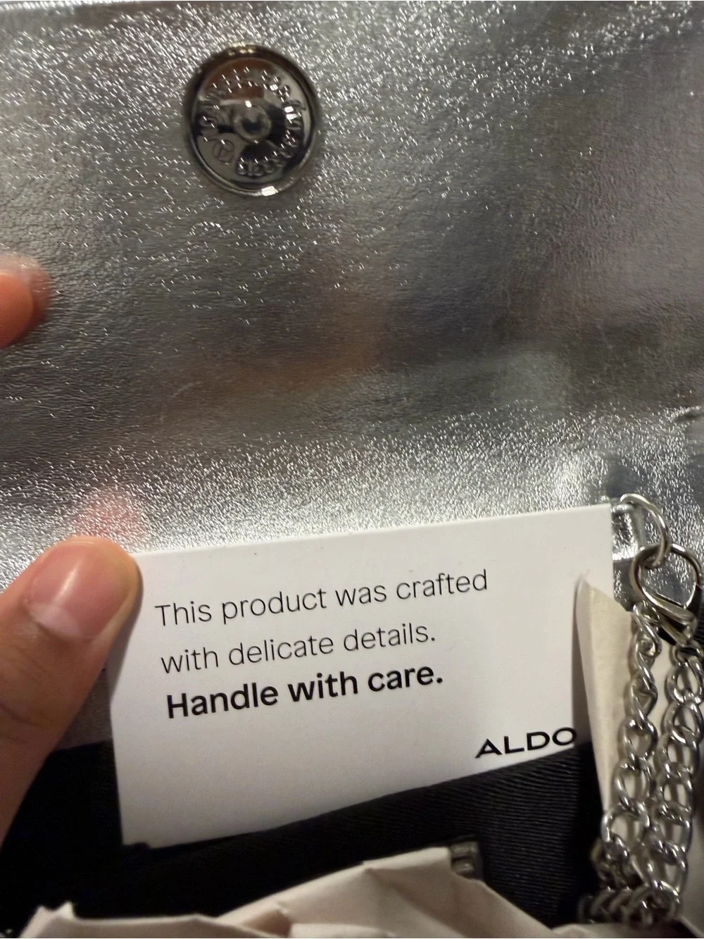 NWT ALDO Felisiax Silver Rhinestone Top Handle Evening Bag Clutch Crossbody